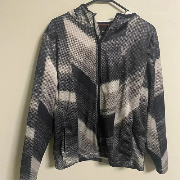 Spyder Full Zip Hooded Sweatshirt Men’s Size Small Hoodie Black - Picture 1 of 5